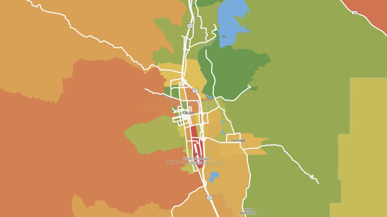 Ukiah, CA Map of Drug-Related Crime Rates