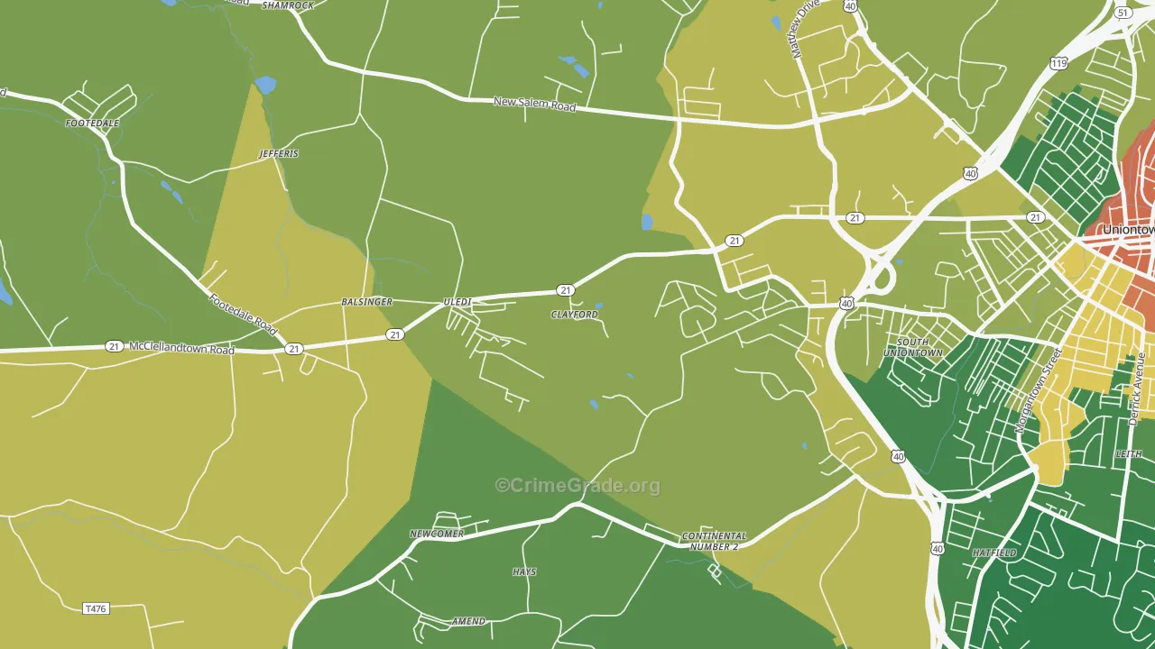 Uledi, PA Map of Drug-Related Crime Rates