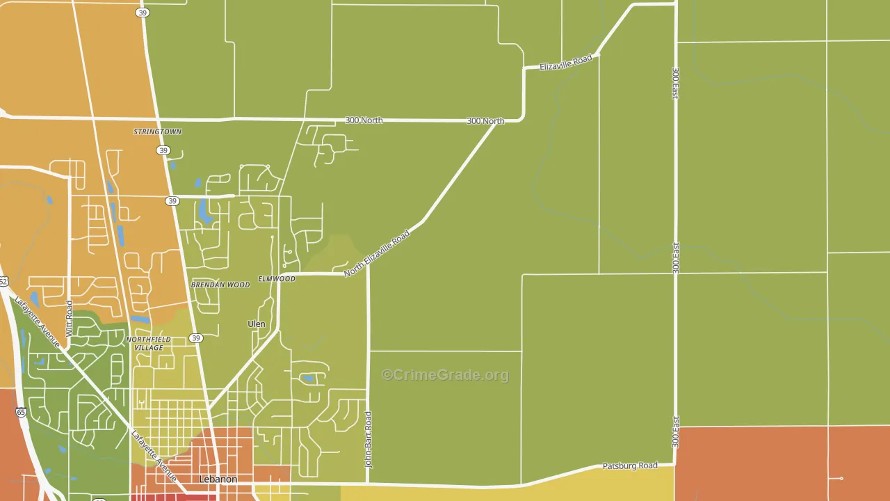 Ulen, IN Map of Drug-Related Crime Rates
