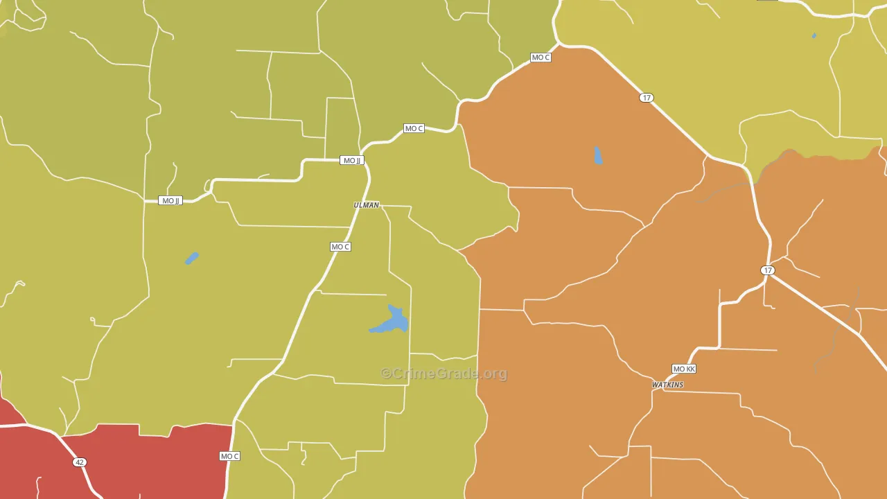 Ulman, MO Map of Drug-Related Crime Rates
