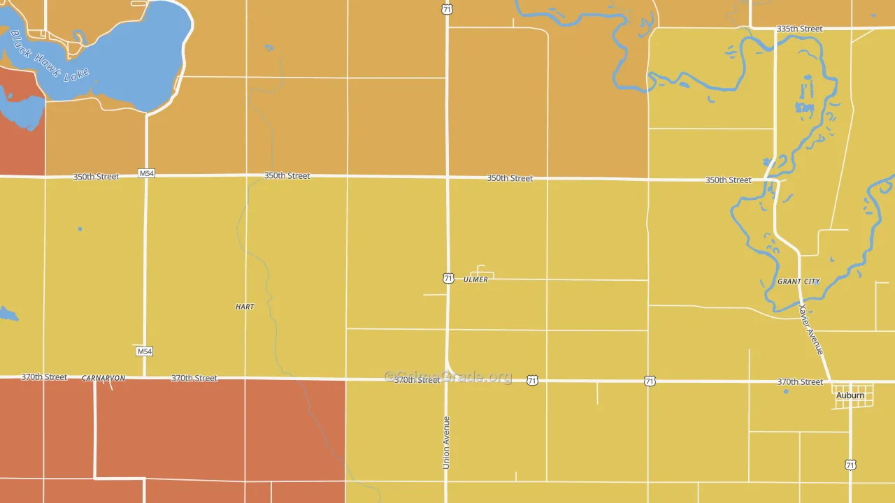 Ulmer, IA Map of Drug-Related Crime Rates
