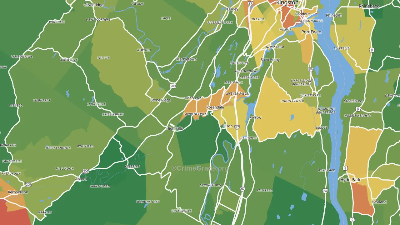 Ulster County, NY Map of Drug-Related Crime Rates