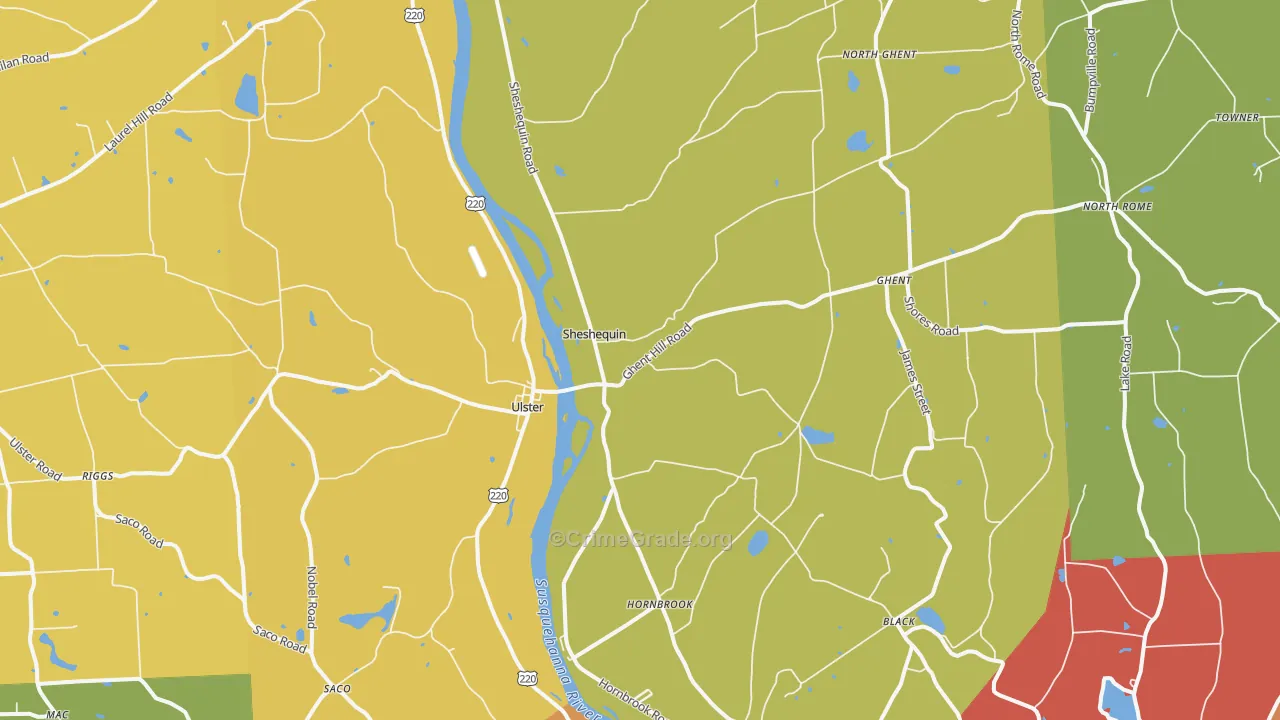 Ulster, PA Map of Drug-Related Crime Rates