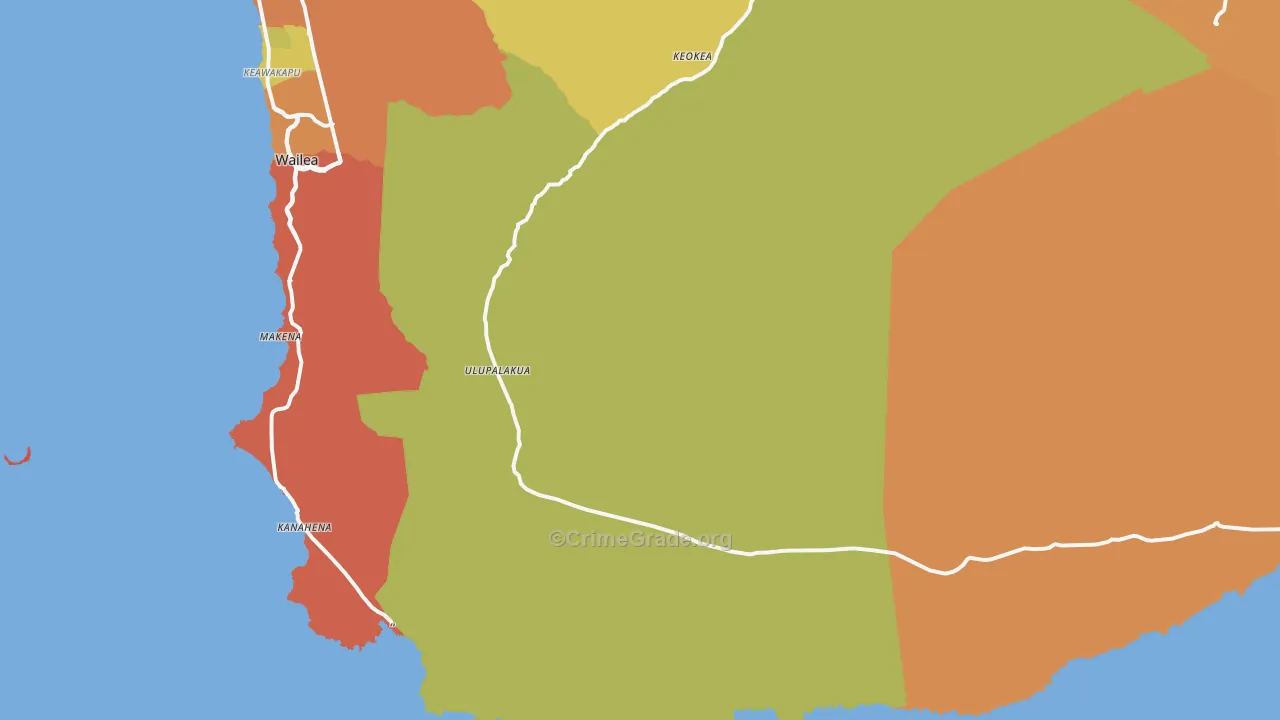Ulupalakua, HI Map of Drug-Related Crime Rates