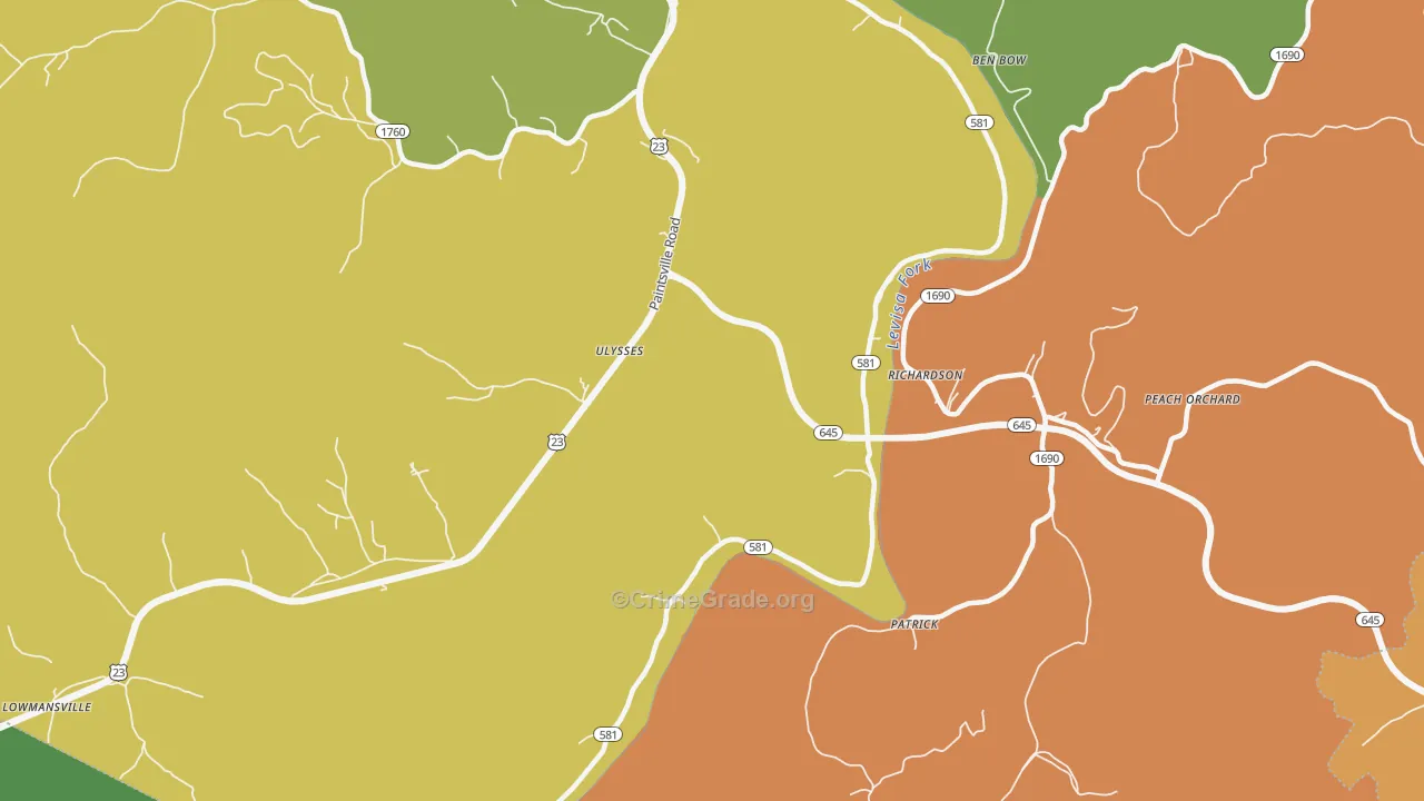 Ulysses, KY Map of Drug-Related Crime Rates