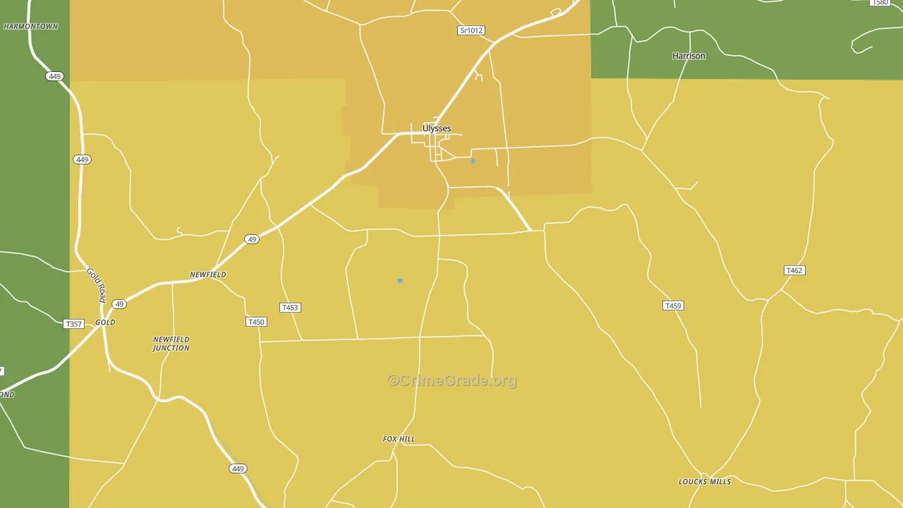 Ulysses, PA Map of Drug-Related Crime Rates
