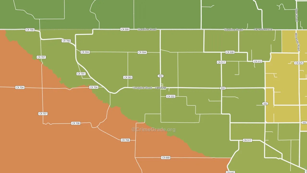 Umapine, OR Map of Drug-Related Crime Rates