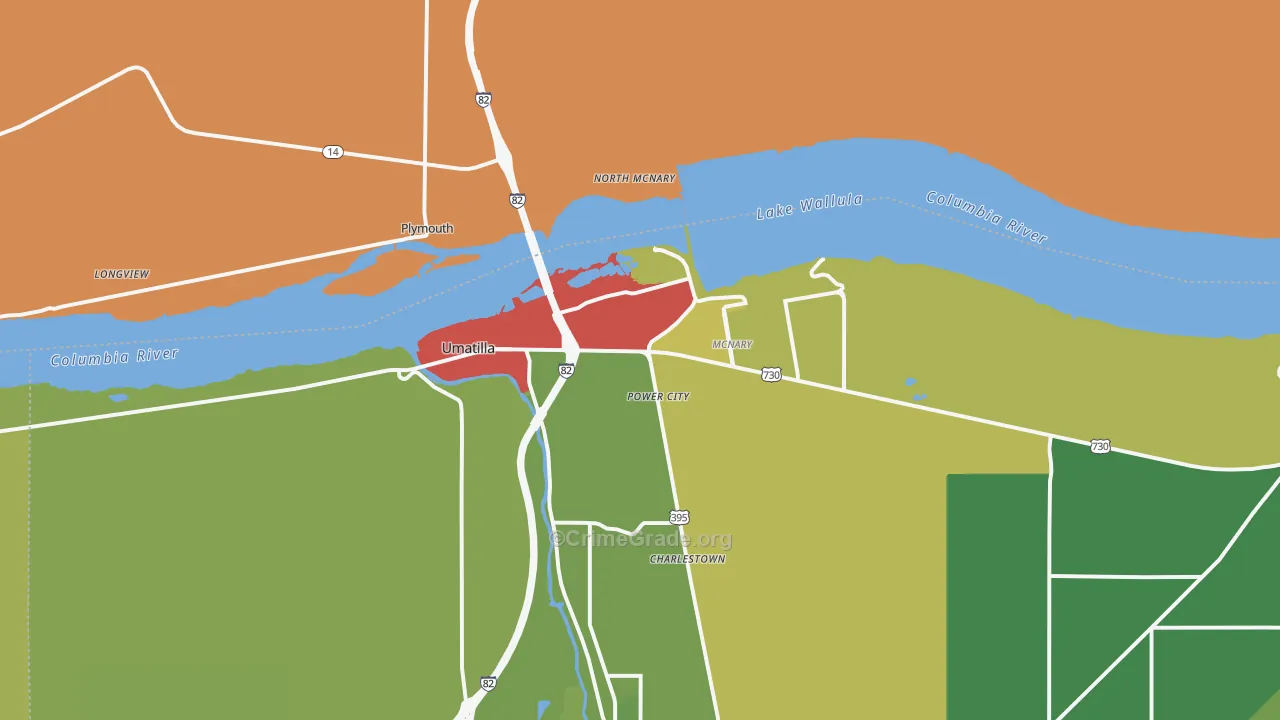 Umatilla, OR Map of Drug-Related Crime Rates