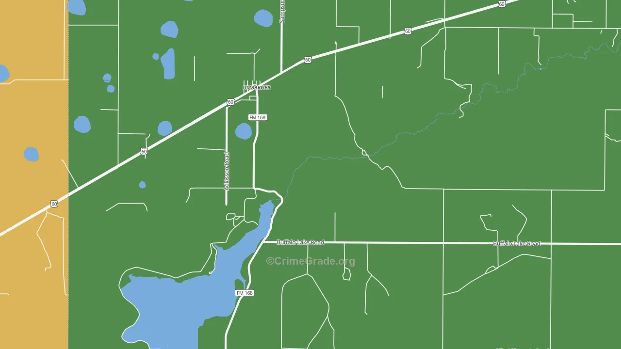 Umbarger, TX Map of Drug-Related Crime Rates