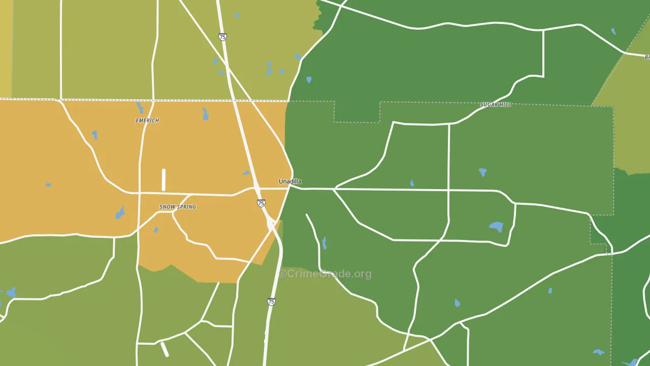 Unadilla, GA Map of Drug-Related Crime Rates