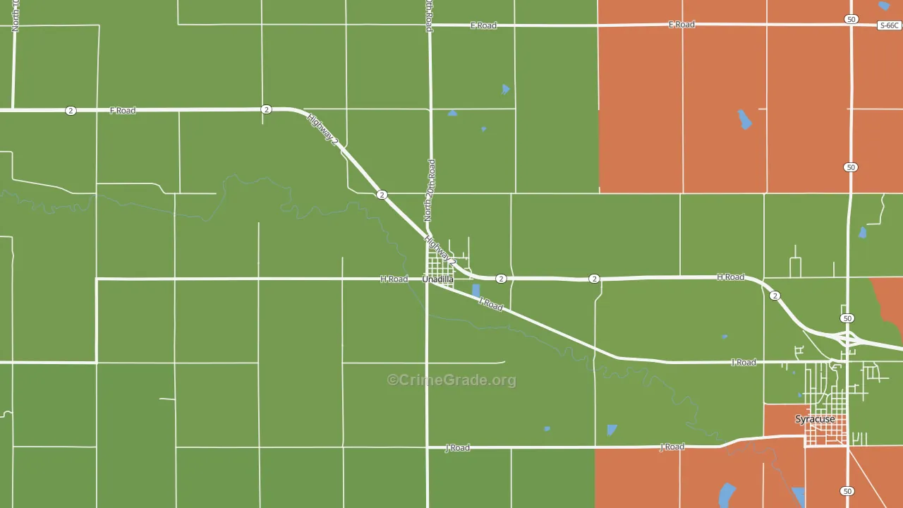 Unadilla, NE Map of Drug-Related Crime Rates