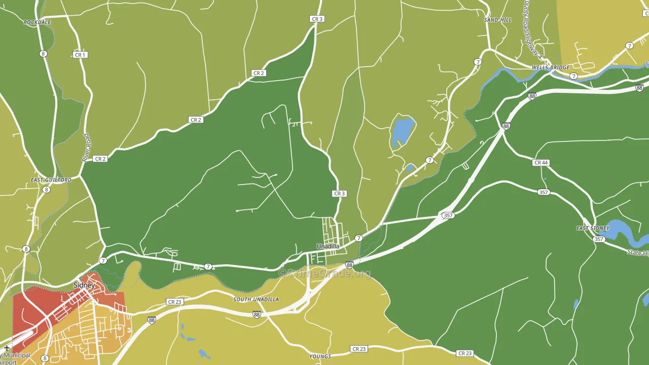 Unadilla, NY Map of Drug-Related Crime Rates