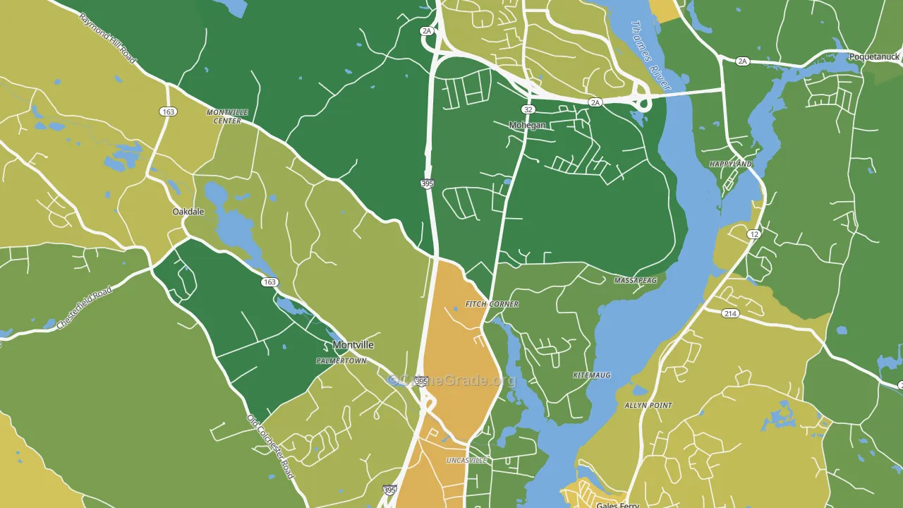 Uncasville, CT Map of Drug-Related Crime Rates