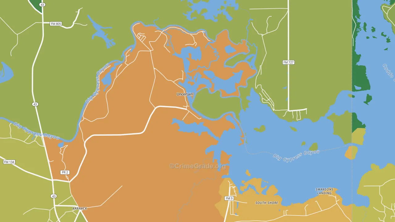 Uncertain, TX Map of Drug-Related Crime Rates