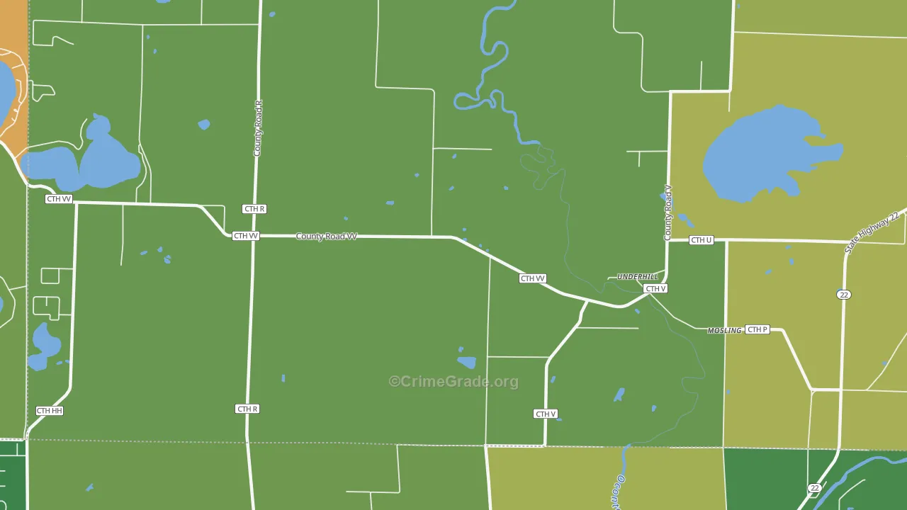 Underhill, WI Map of Drug-Related Crime Rates