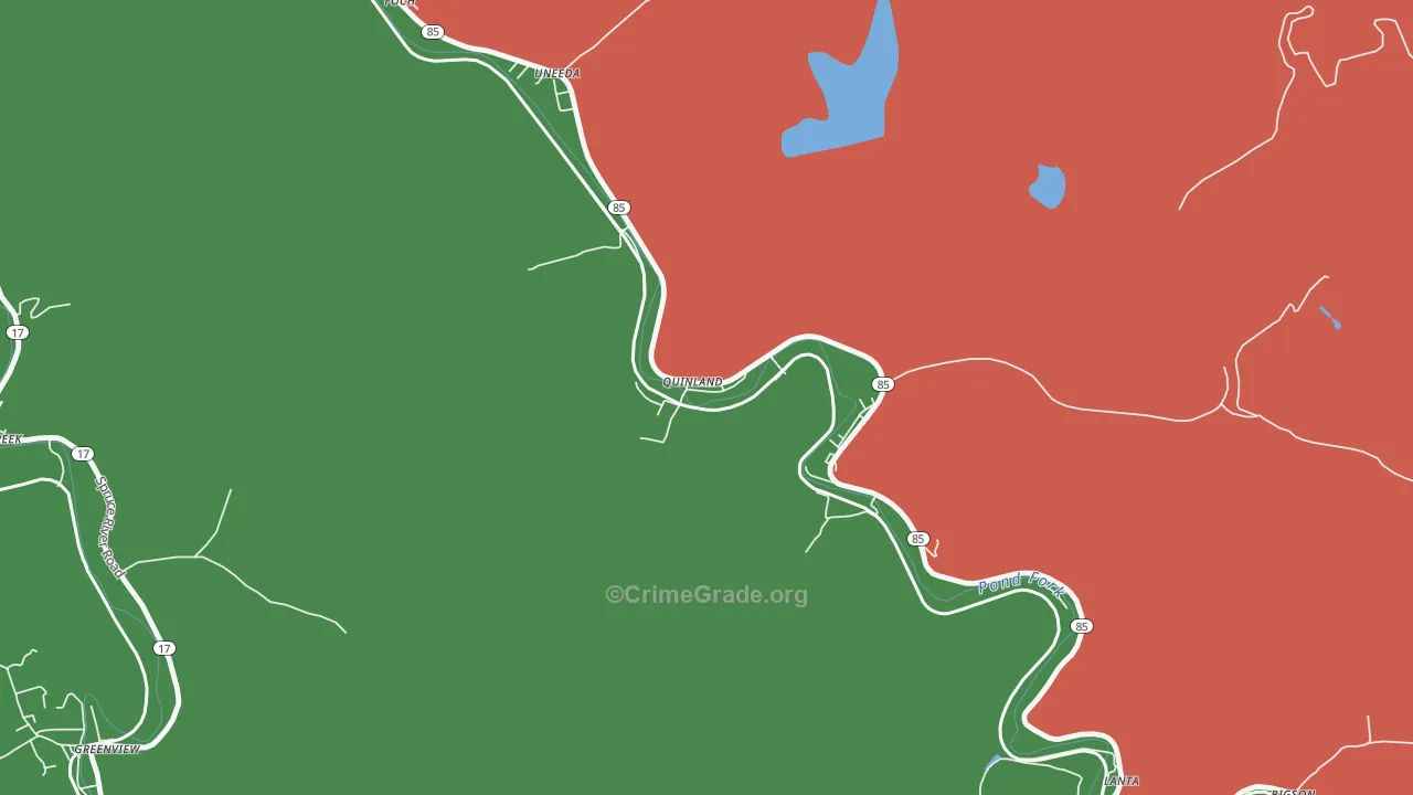 Uneeda, WV Map of Drug-Related Crime Rates