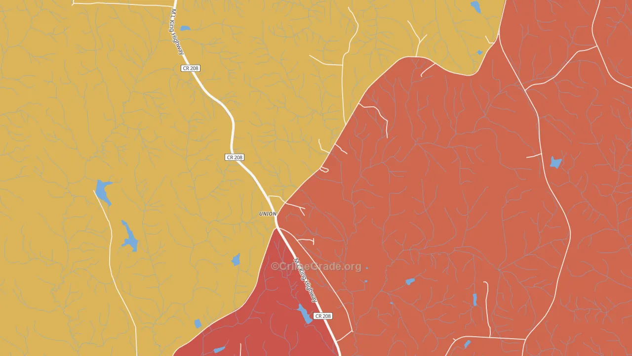 Union, AL Map of Drug-Related Crime Rates