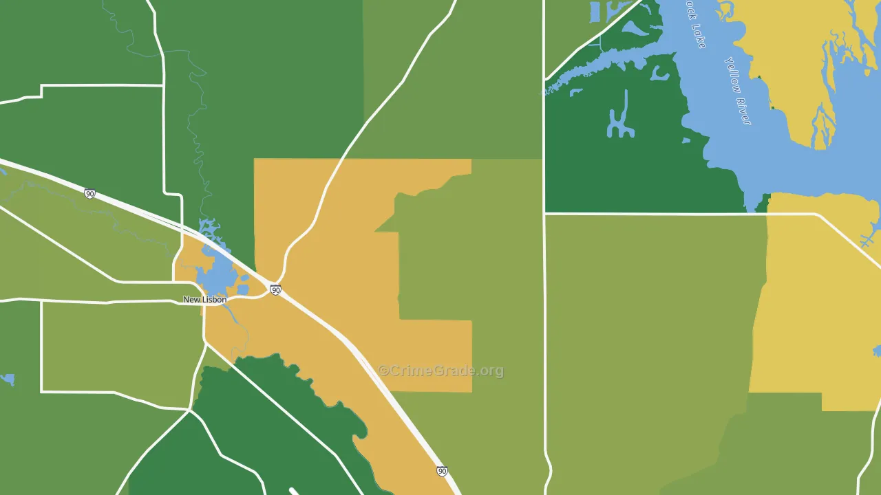 Union Center, WI Map of Drug-Related Crime Rates
