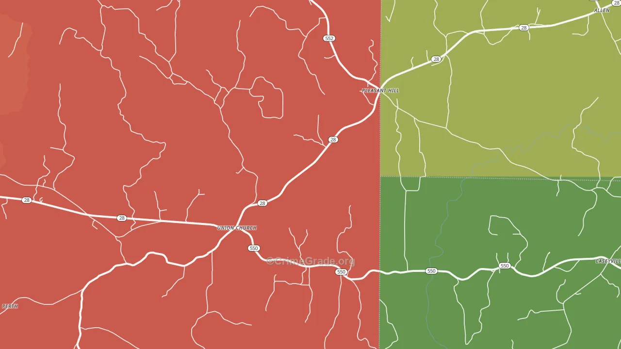 Union Church, MS Map of Drug-Related Crime Rates