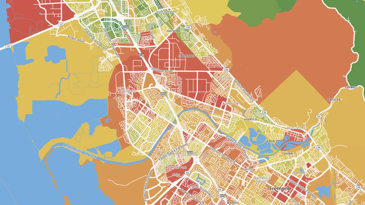 Union City, CA Map of Drug-Related Crime Rates