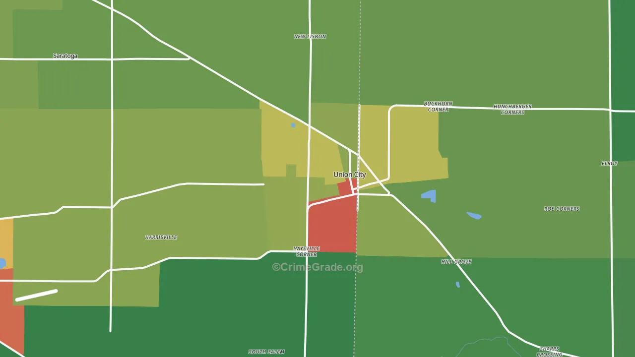 Union City, IN Map of Drug-Related Crime Rates