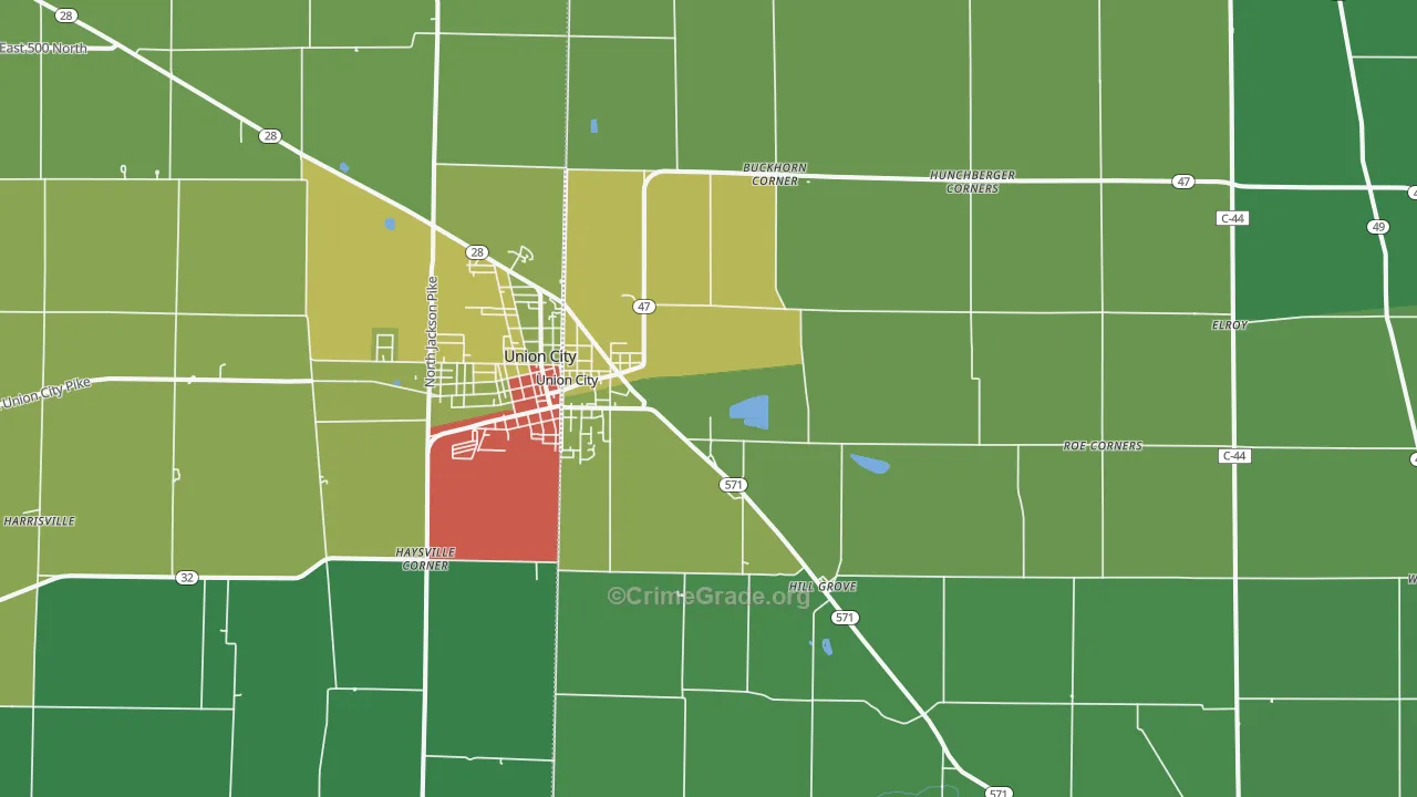 Union City, OH Map of Drug-Related Crime Rates