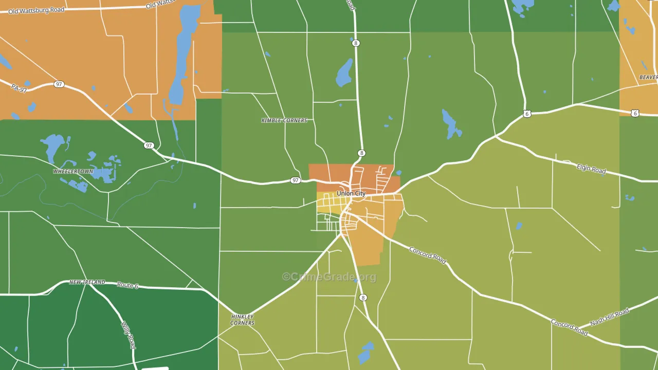 Union City, PA Map of Drug-Related Crime Rates