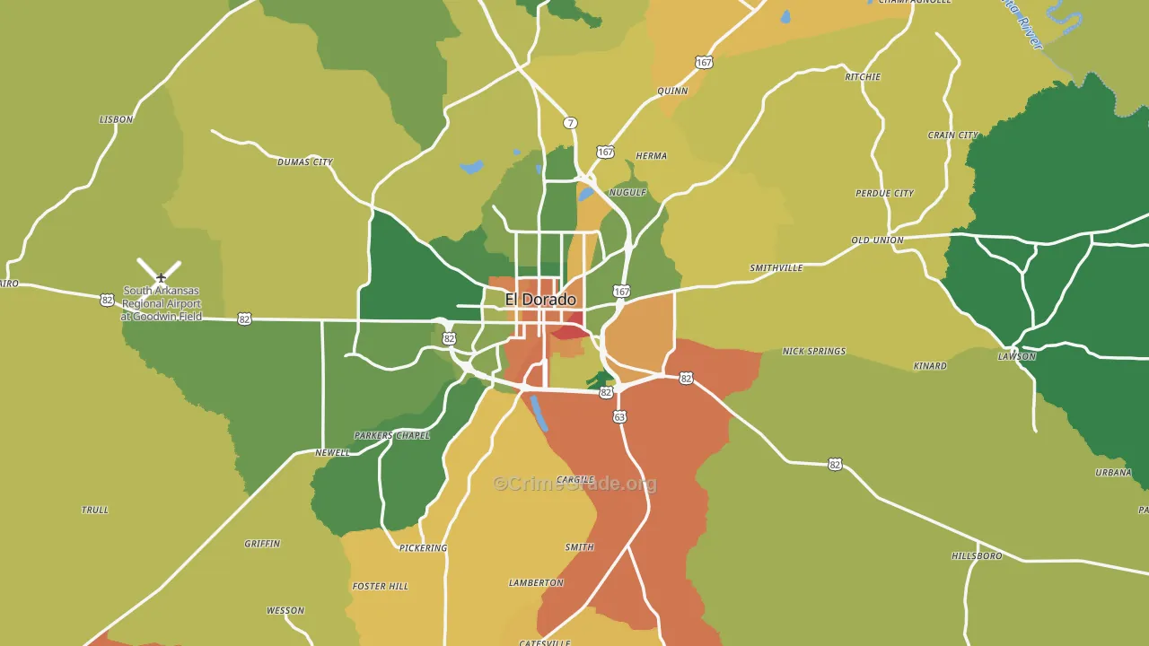 Union County, AR Map of Drug-Related Crime Rates