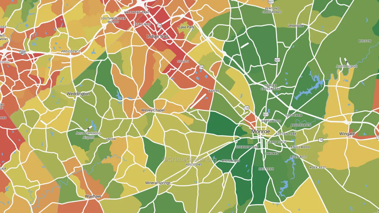 Union County, NC Map of Drug-Related Crime Rates