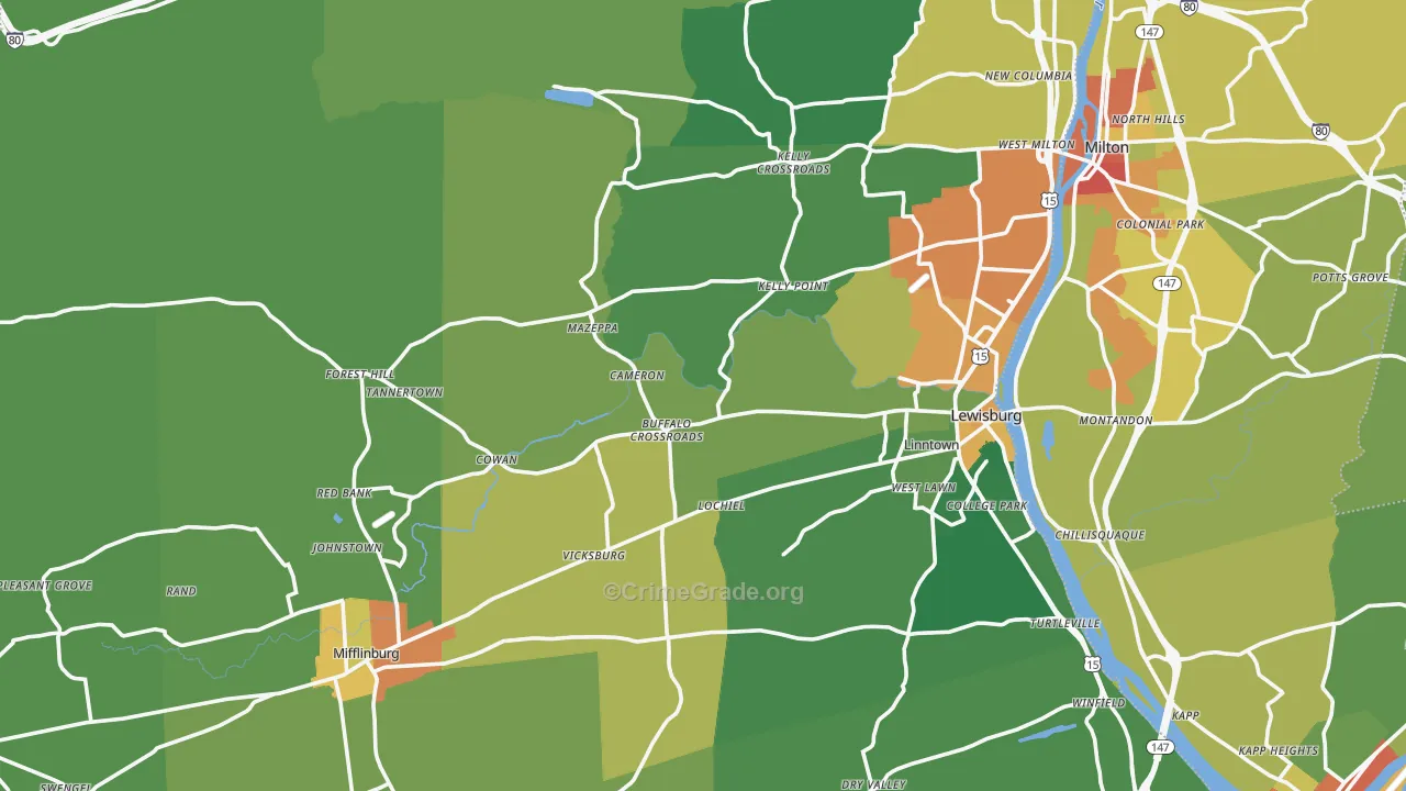 Union County, PA Map of Drug-Related Crime Rates