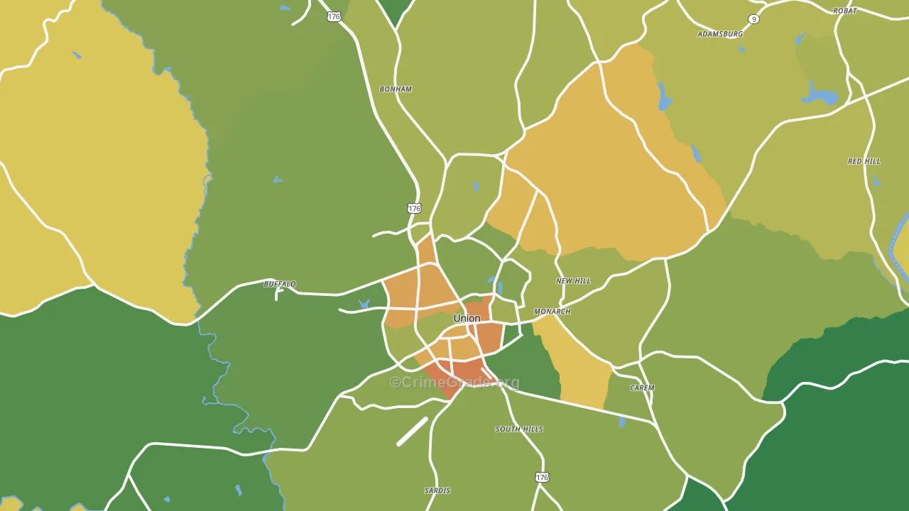 Union County, SC Map of Drug-Related Crime Rates