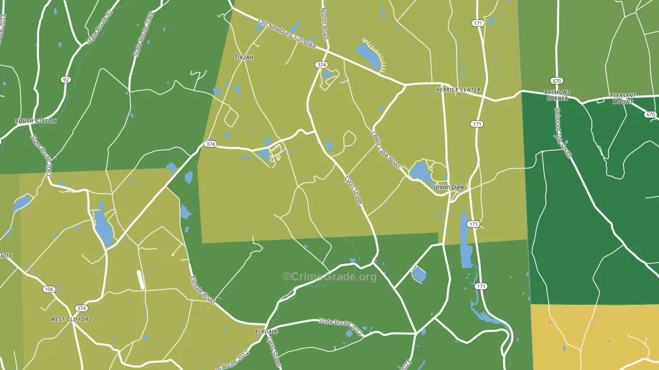 Union Dale, PA Map of Drug-Related Crime Rates