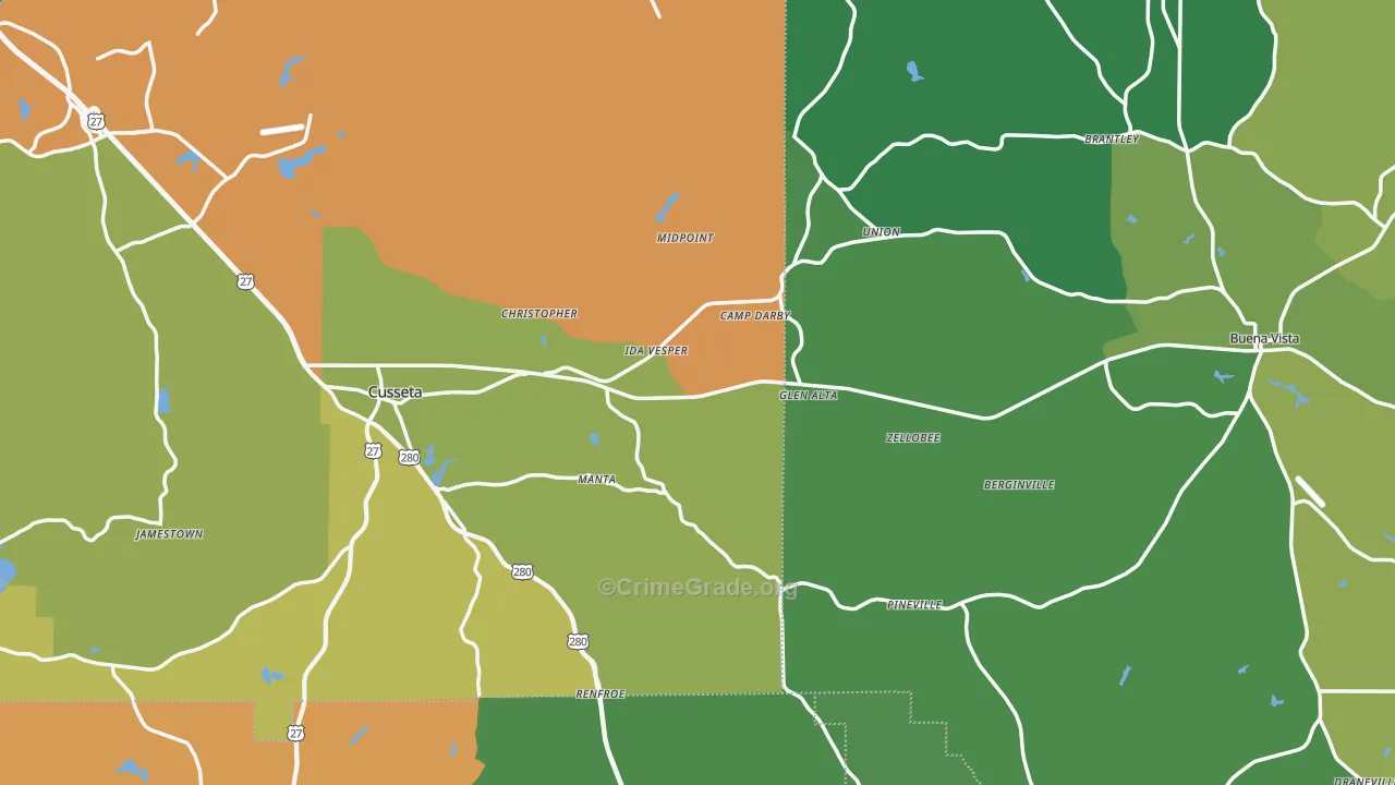 Union, GA Map of Drug-Related Crime Rates