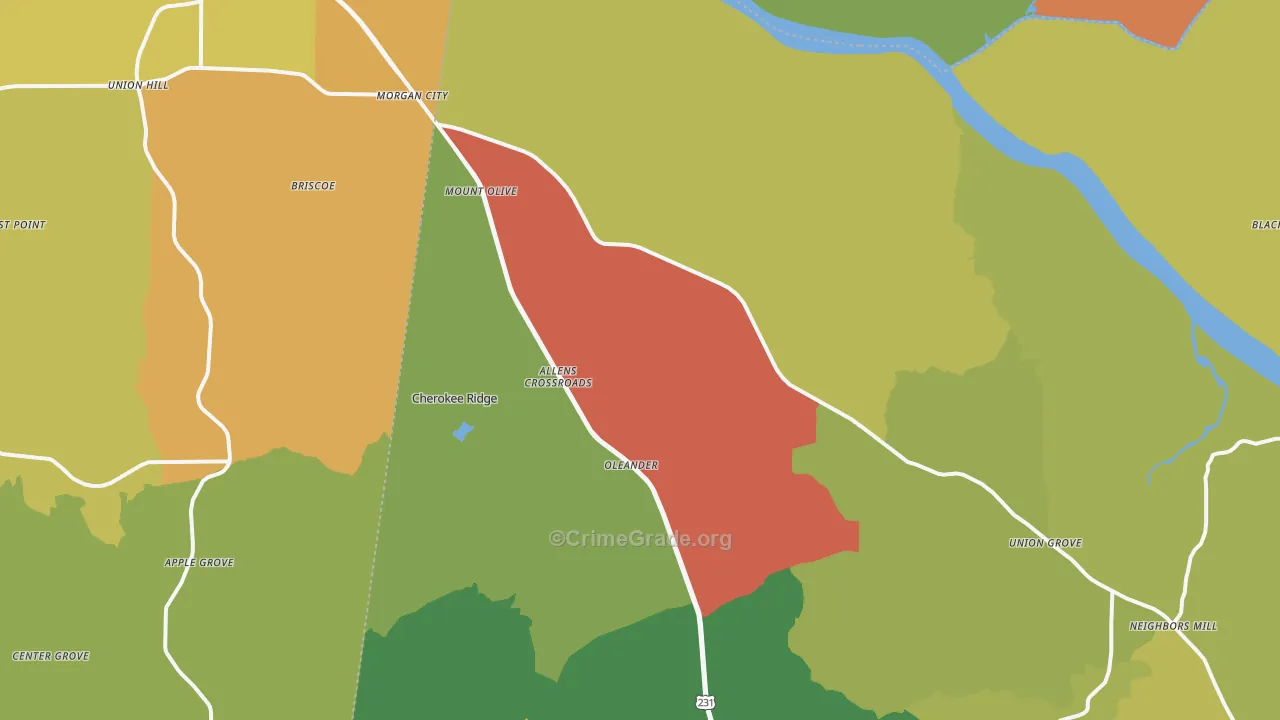 Union Grove, AL Map of Drug-Related Crime Rates