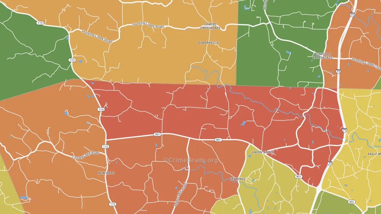 Union Grove, NC Map of Drug-Related Crime Rates