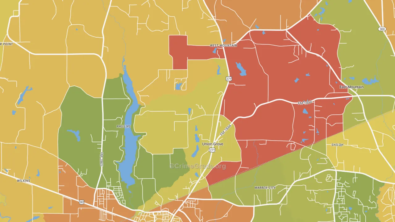 Union Grove, TX Map of Drug-Related Crime Rates