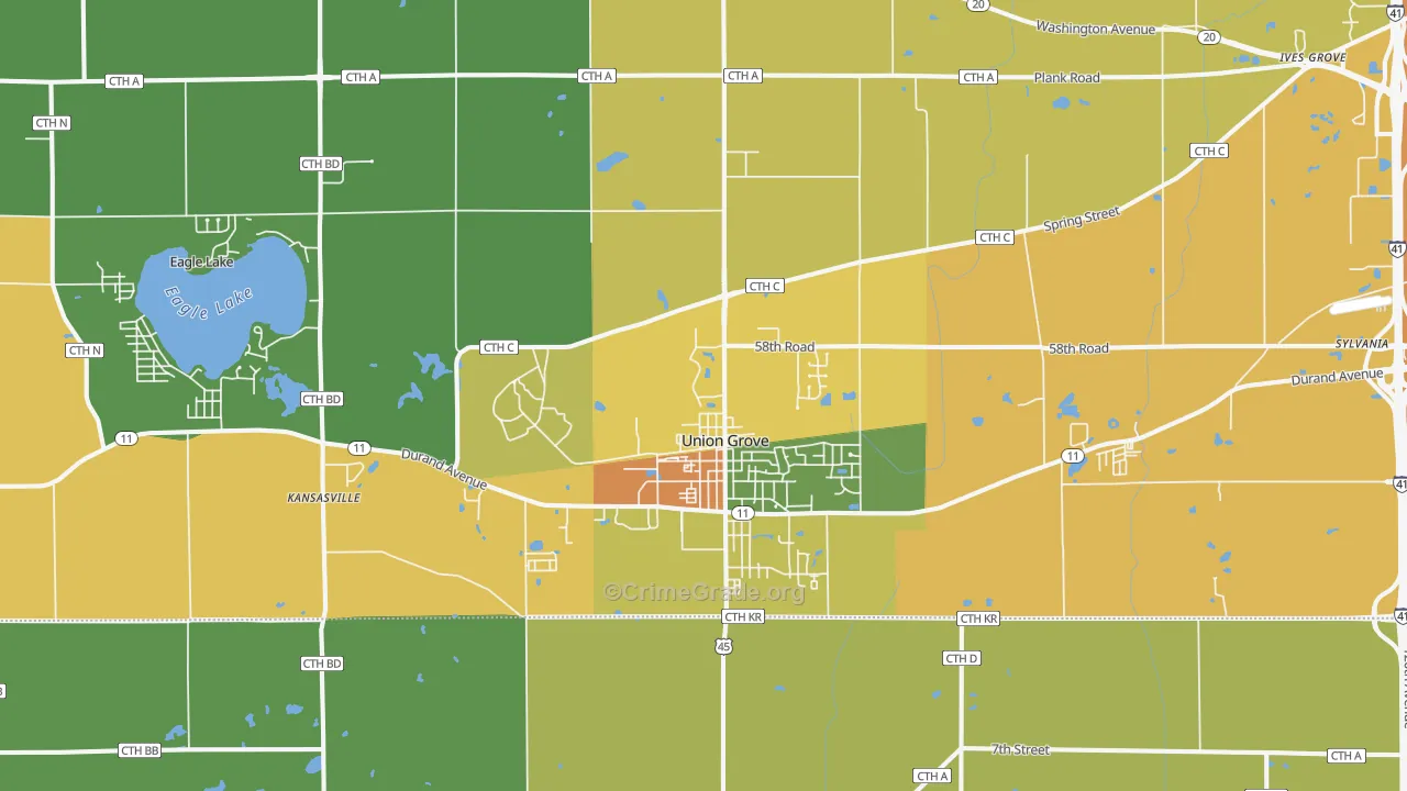 Union Grove, WI Map of Drug-Related Crime Rates