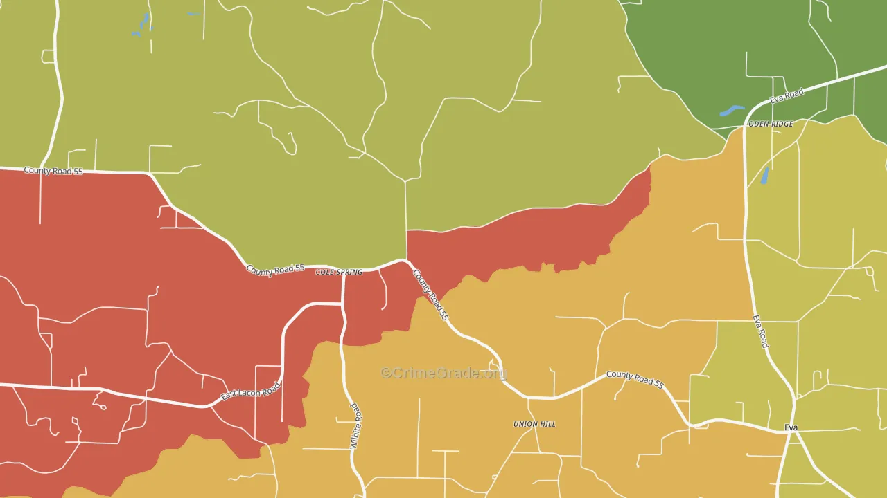 Union Hill, AL Map of Drug-Related Crime Rates