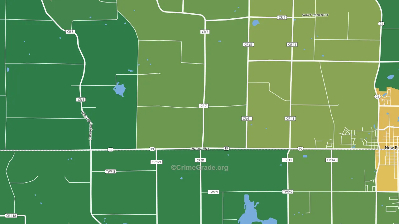Union Hill, MN Map of Drug-Related Crime Rates