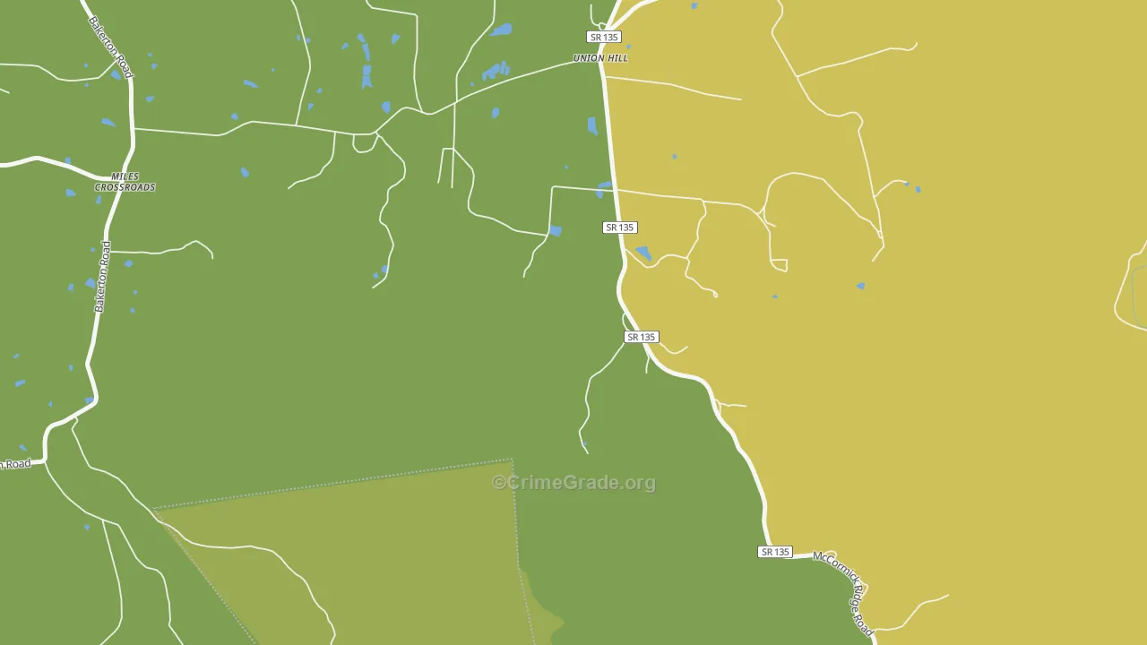 Union Hill, TN Map of Drug-Related Crime Rates