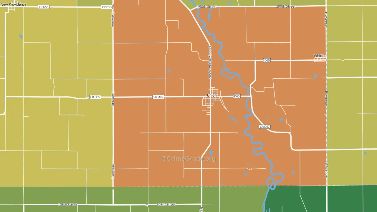 Union, IA Map of Drug-Related Crime Rates