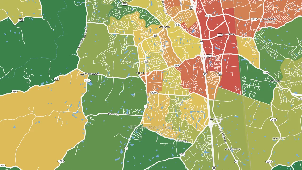 Union, KY Map of Drug-Related Crime Rates