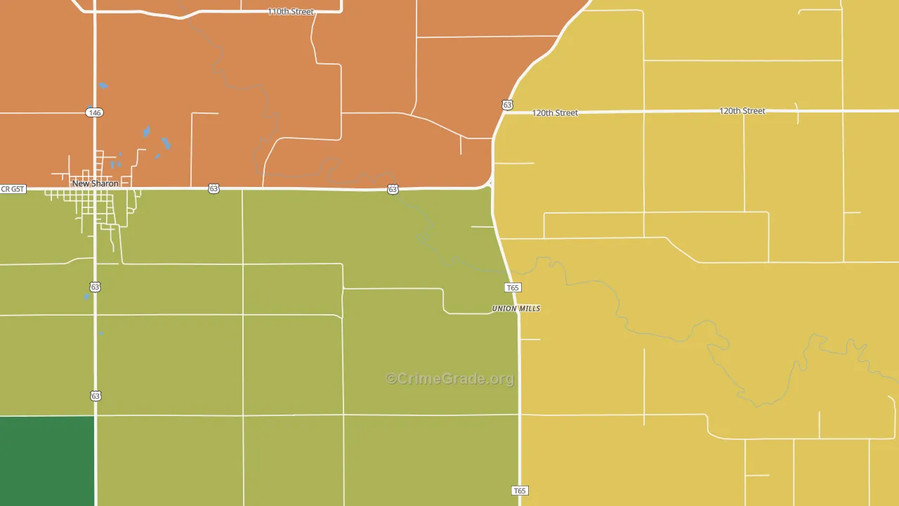 Union Mills, IA Map of Drug-Related Crime Rates