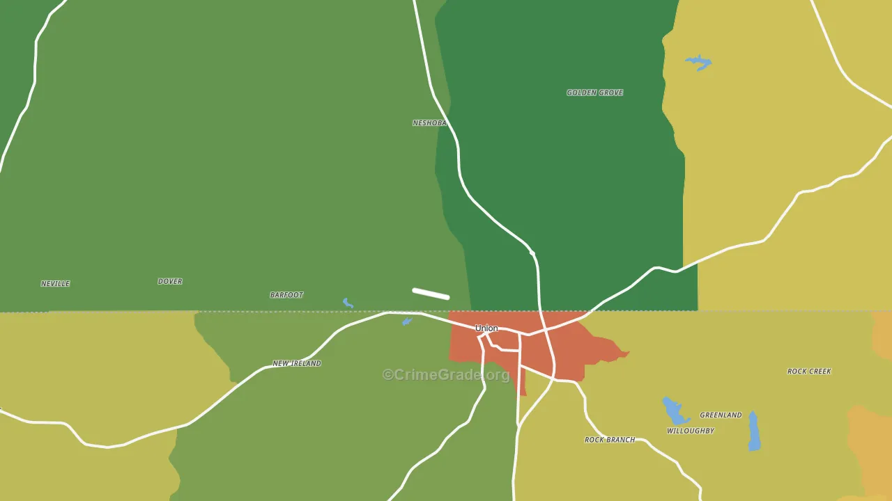 Union, MS Map of Drug-Related Crime Rates