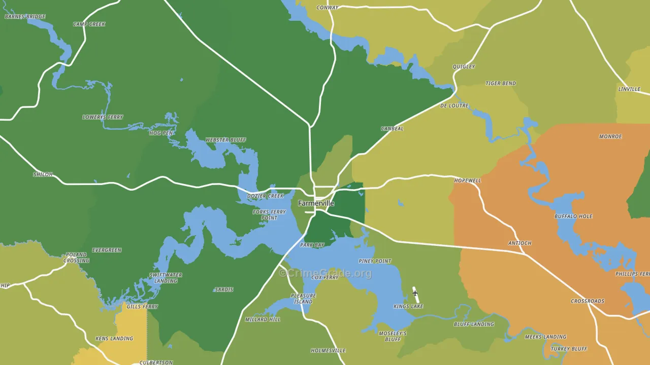 Union Parish, LA Map of Drug-Related Crime Rates