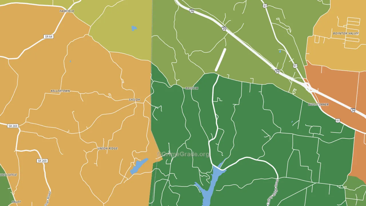 Union Ridge, TN Map of Drug-Related Crime Rates