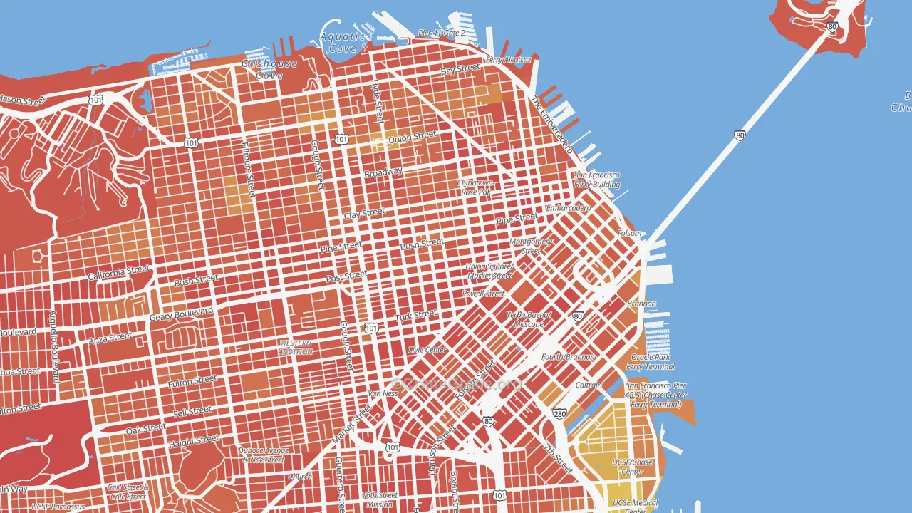 Union Square, San Francisco, CA Map of Drug-Related Crime Rates
