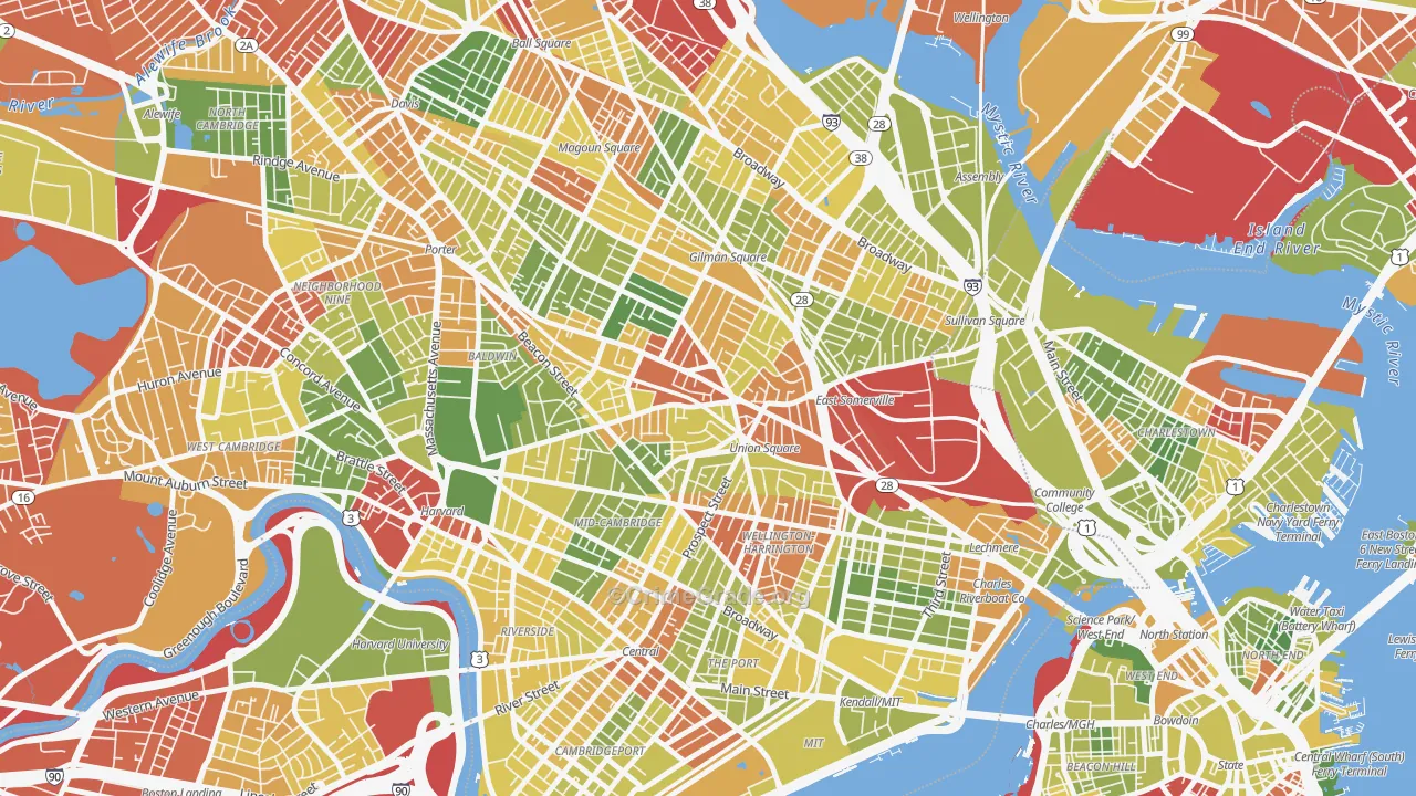 Union Square, Somerville, MA Map of Drug-Related Crime Rates