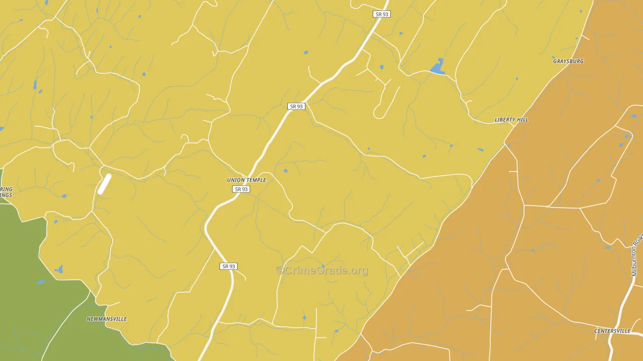 Union Temple, TN Map of Drug-Related Crime Rates