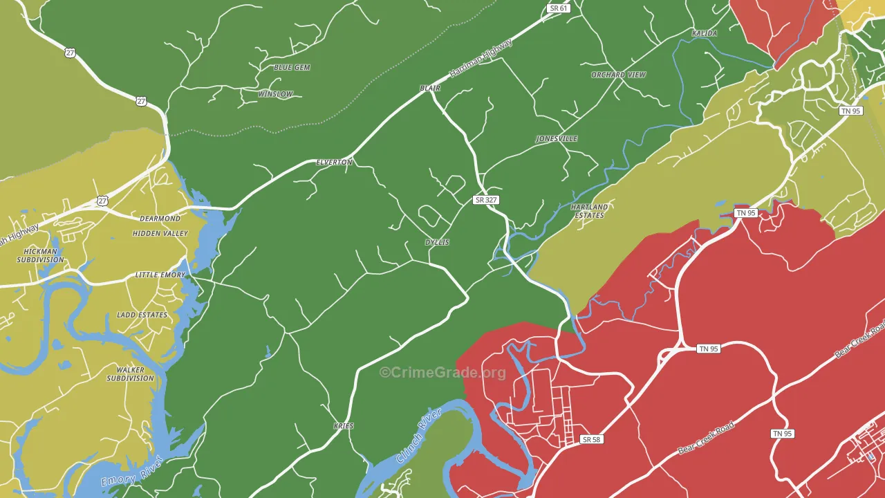 Union, TN Map of Drug-Related Crime Rates